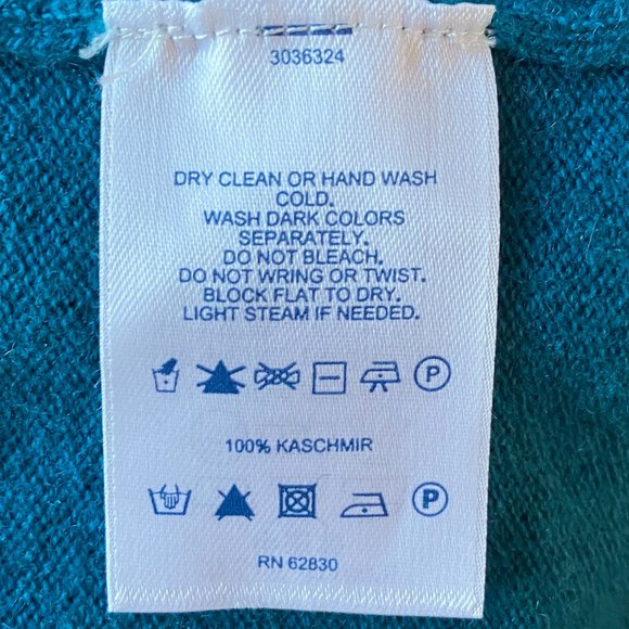 Lands' End 100% Cashmere Sweater Sz XL Teal Blue Old Money Quiet Luxury - Picture 8 of 9